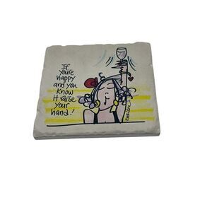 If You're Happy and You Know It Raise Your Hand Funny Quote Drink Stone‎ Coaster